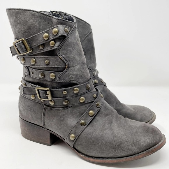 Steve Madden Shoes - Steve Madden Studded Motorcycle Boots Size 5 JHaleyy Gray Women's Block Heel
